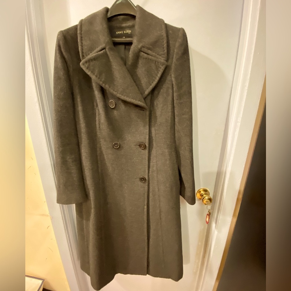 Anne Klein Angora Wool Double Breasted Coat